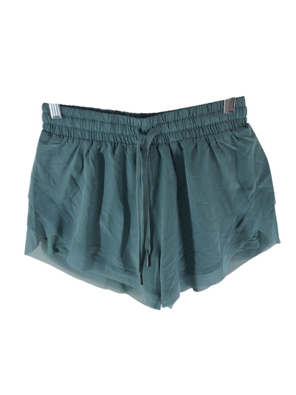 Halara Mid Rise Drawstring Contrast Mesh 2-in-1 Flowy Running Shorts 3'' Green S - Picture 4 of 7